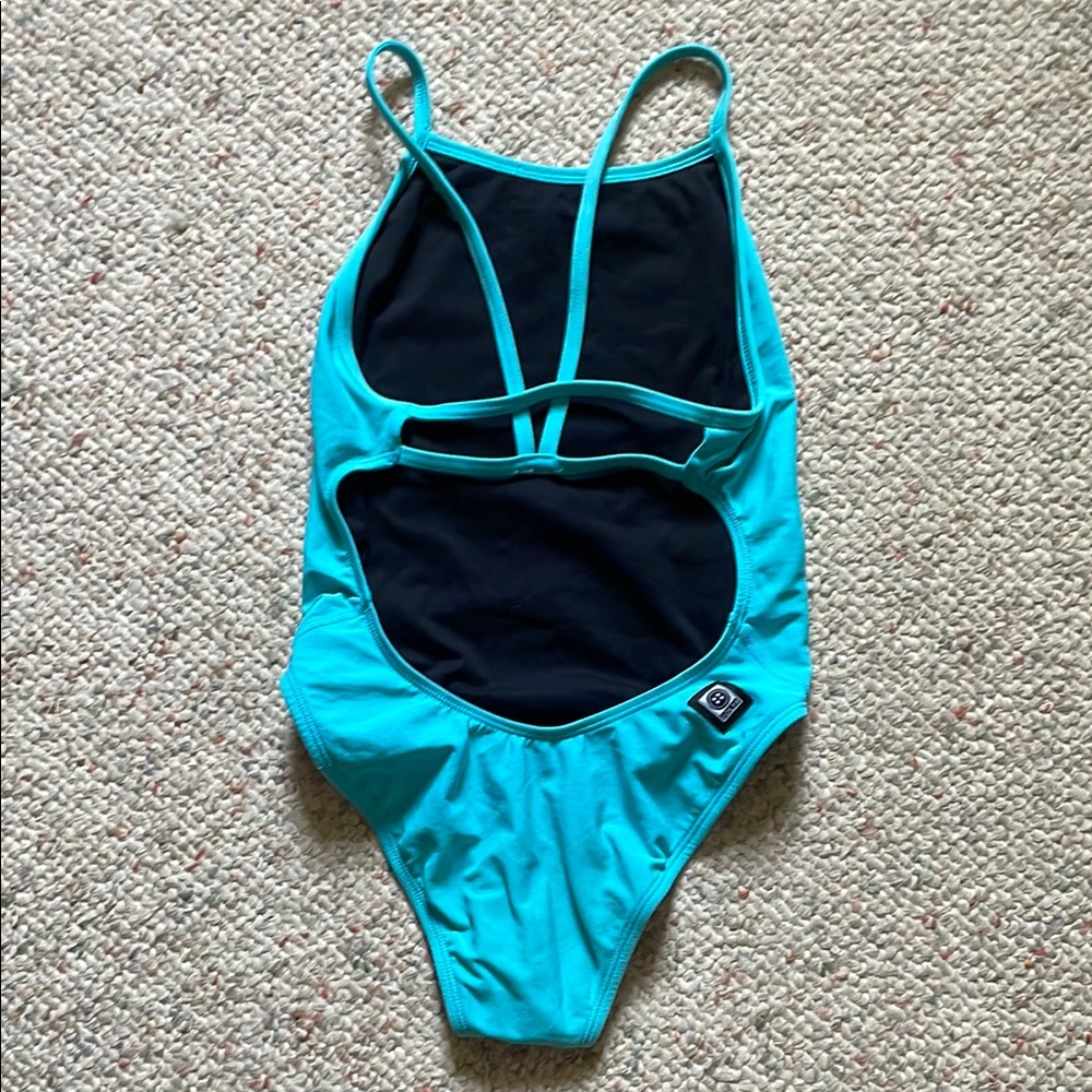 Jolyn Clothing Turquoise and Black Swimsuit.  Like NEW